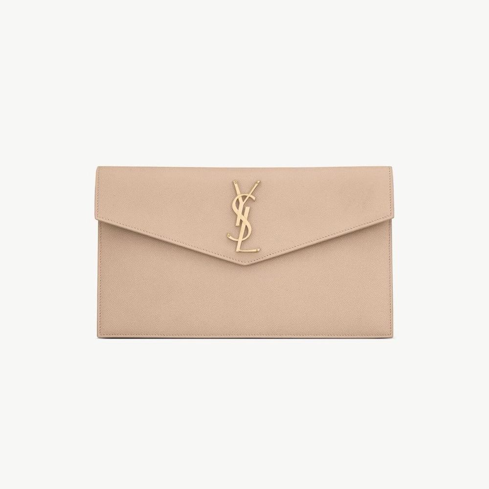 Saint Laurent Uptown Clutch in Beige